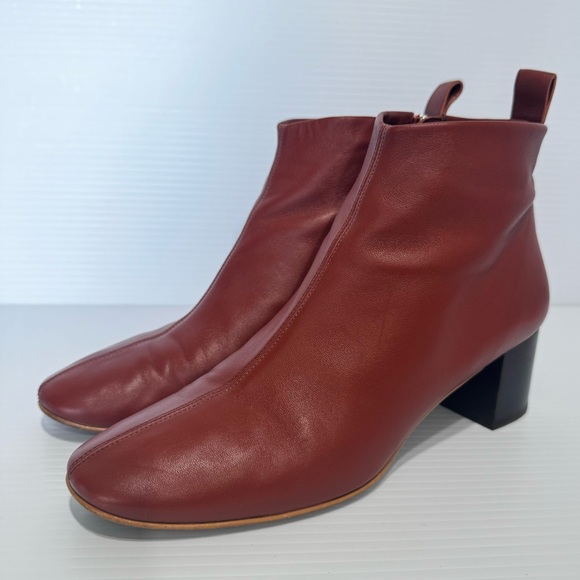 Everlane The Day Brick Red Soft Leather Booties Size 9 1/2 - Picture 2 of 11